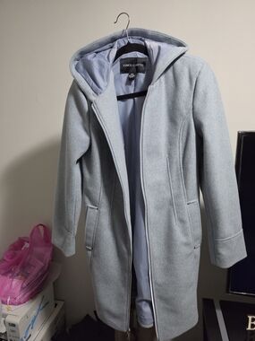 Vince Camuto Light Blue Hooded Wool Coat